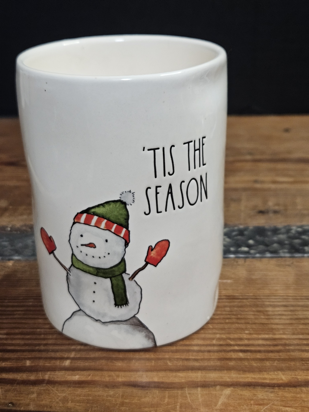 Rae Dunn White Ceramic Mug with Black Lettering
